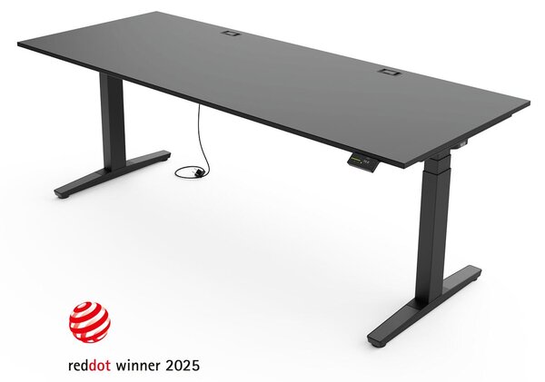 Scrivania regolabile in altezza Yaasa Desk Expert, elettrica, 200 x 80 cm, grigio scuro/nero – Stabilità di prima qualità, sistema di sollevamento automatico e passacavo