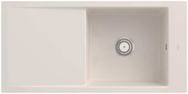 V&B lavello a filo Timeline 60 Flat con scarico a scomparsa, funzionamento manuale, crema