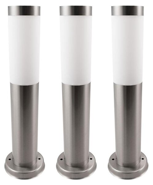 3 lampade da parete per esterni, in acciaio inossidabile, colore argento, altezza 45 cm