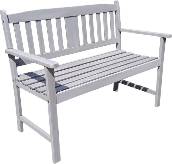 Panca da giardino Garden Pleasure a 2 posti L 110 x P 56,5 x H 86 cm, in legno di eucalipto, laccato grigio