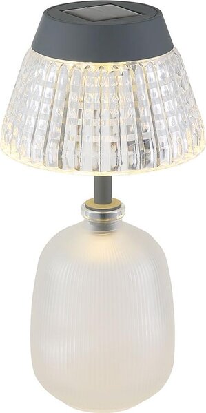 Lampada da tavolo a luce solare LED, vetro, trasparente, batteria ricaricabile, H 27 cm