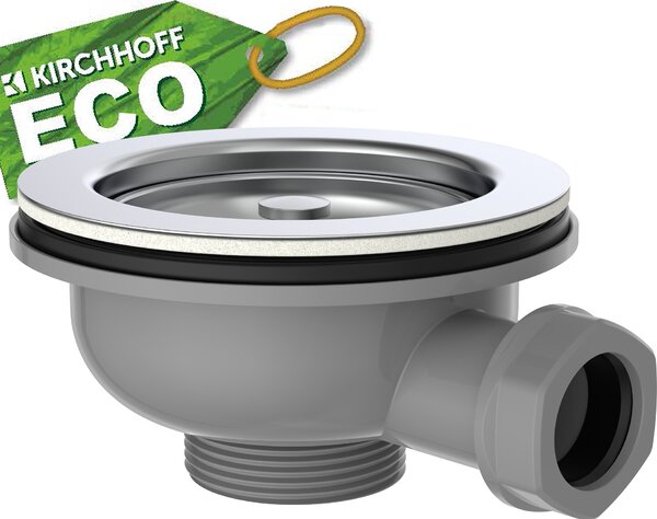 Cestello KIRCHHOFF valvola ECO-Save, filtro di scarico in acciaio inox per cucina, filtro per lavello, valvola di scarico con troppopieno, cromo