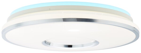 BRILLANTE plafoniera LED VISITATION | plafoniera funzionale dimmerabile in continuo con telecomando | colore della luce regolabile | 32W 3200 lumen da 3000 a 6500 Kelvin | plastica/metallo | bianco/argento | Ø 49cm