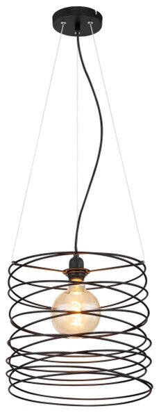 Lampada a sospensione, design a reticolo, fili arrotolati, nero opaco