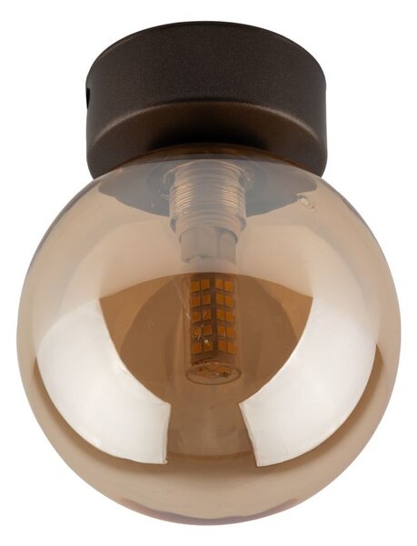 Plafoniera in metallo vetro fumé Ø 12 cm marrone ambra G9 rotonda moderna