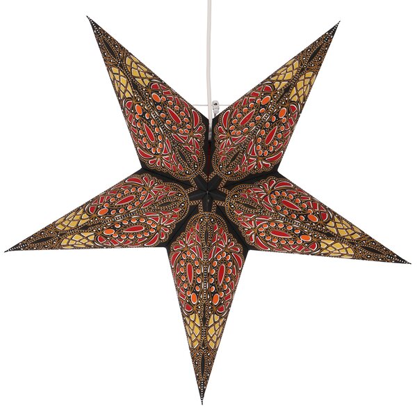 Stella pieghevole di carta illuminata dell'Avvento, stella di Natale 60 cm - Sunda nero-arancio, multicolore, decorazione della finestra a stella