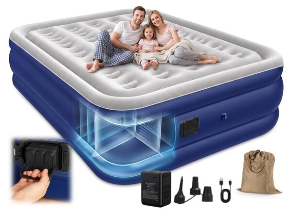 Letto gonfiabile per 2 persone, dimensioni 200x152x40 cm, con pompa rimovibile, capacità massima 450 kg
