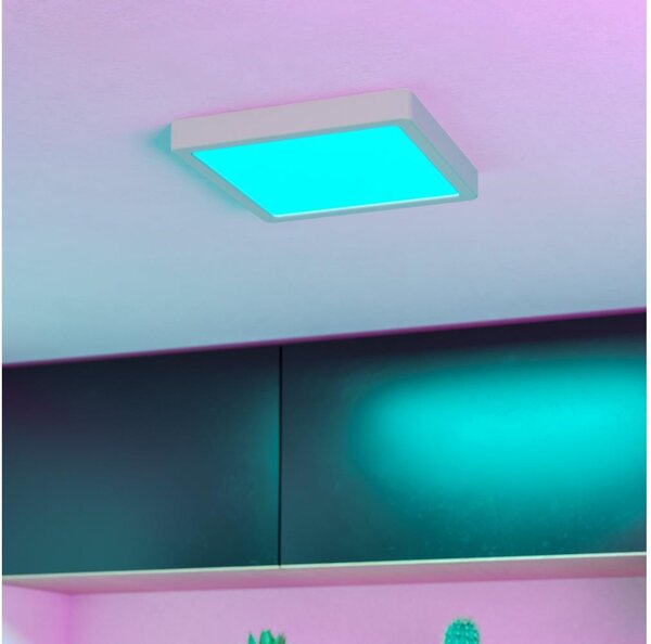 Eglo 901378 -LED RGBW dimmerabile, plafoniera con vetro fumé FUEVA-Z LED/10,5W/230V 22x22cm IP44 bianco