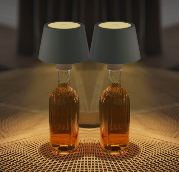 Northpoint set di 2 lampade da tavolo ricaricabili a LED lampada a bottiglia lampada da tavolo con sensore tattile grigio