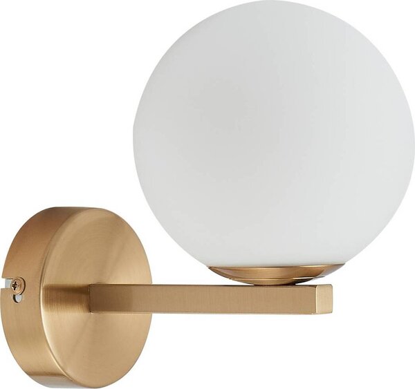 Lucande applique Bidolo, colore ottone, vetro, 12 cm, IP44
