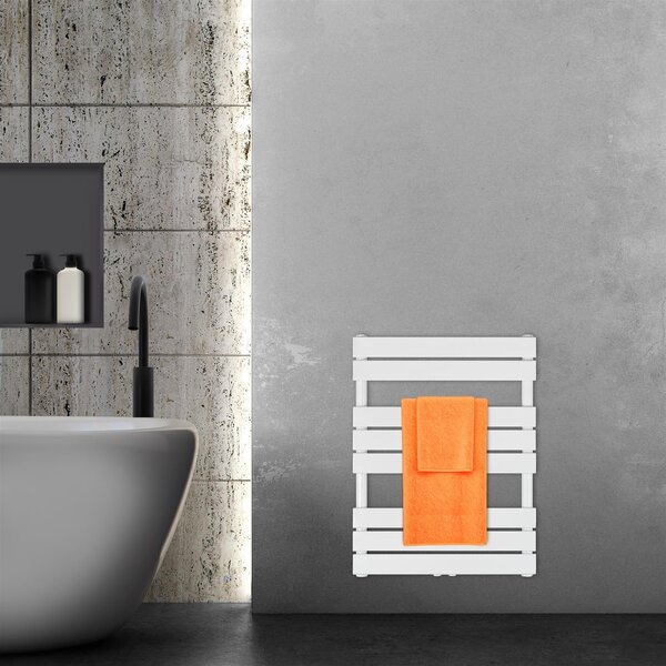 VILSTEIN radiatore da bagno, radiatore da bagno, radiatore per asciugamani attacco laterale e attacco centrale, radiatore da bagno a pannello piatto, radiatore per asciugamani a pannello, bianco, 468W, 80x60 cm