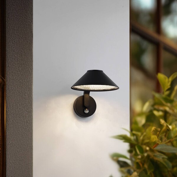 Lindby applique a LED Capelo, nera, metallo, sensore, Ø20cm Capelo, Nero, Alluminio, Moderno
