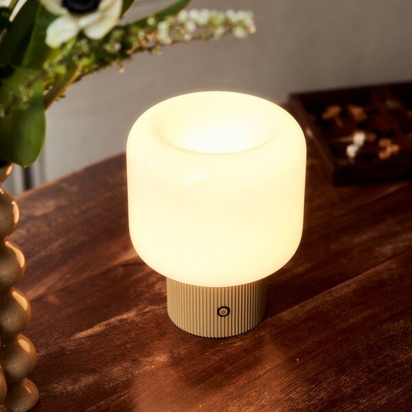 Lampada da tavolo a LED Katrin Palme Lucande, dimmerabile, Crema / Ambra, Soggiorno / Sala da pranzo, Vetro, Moderno, Lampada da tavolo LED