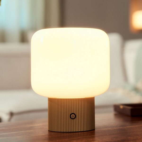 Lampada da tavolo a LED Katrin Palme Lucande, dimmerabile, Crema / Ambra, Soggiorno / Sala da pranzo, Vetro, Moderno, Lampada da tavolo LED