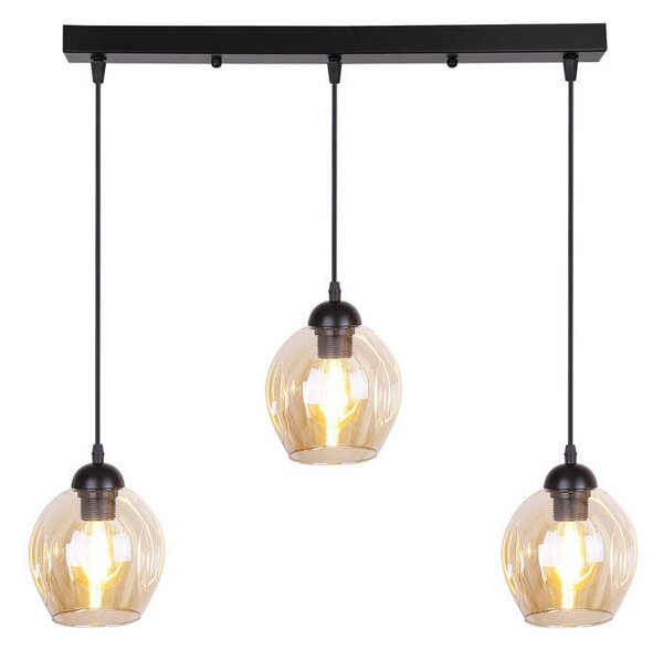 Lampadario ASPA nero e marrone 3xE27x40W in vetro, dimensioni: 100x70x14 cm, IP20, Candellux
