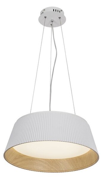 Candellux Apparecchio a sospensione LED bianco Umbria con decoro in legno 24W 31-24176
