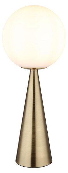 Lampada da tavolo, color ottone, sfera in vetro, metallo, H 49,5 cm