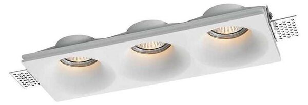 V-TAC VT-11023 Portafaretto led in gesso da incasso rettangolare a scomparsa tagli concavi per 3 faretti 3*GU10/GU5.3 bianco sku 6766