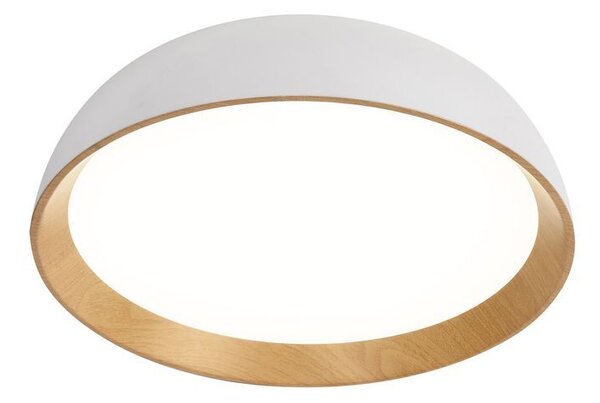 Candellux Plafoniera LED bianca Calabria con decoro in legno rotonda 24W 14-24138