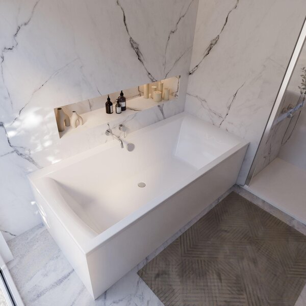 Vasca da bagno a forma di corpo Schulte modello Onda, acrilico sanitario bianco, 190x90 cm, altezza 58 cm, incl. set di supporti per vasca in schiuma rigida + scarico e troppopieno