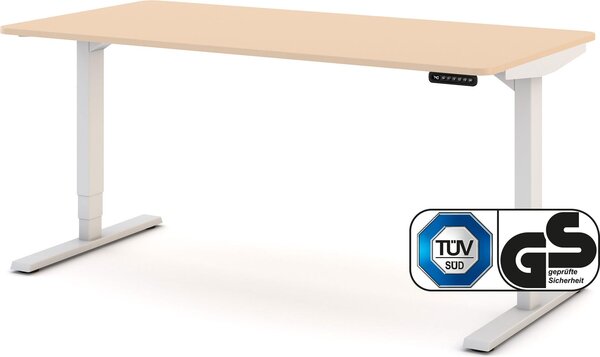 ASSMANN Scrivania elettrica regolabile in altezza Y-Line Curved Sand White, 120x70 cm, funzione memoria, doppio motore