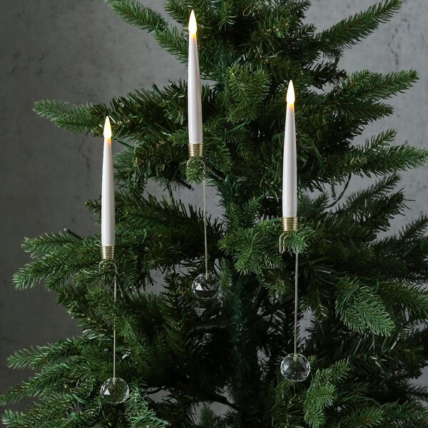 Candele LED per albero con supporto dorato - senza fili - telecomando - per uso interno - set da 10