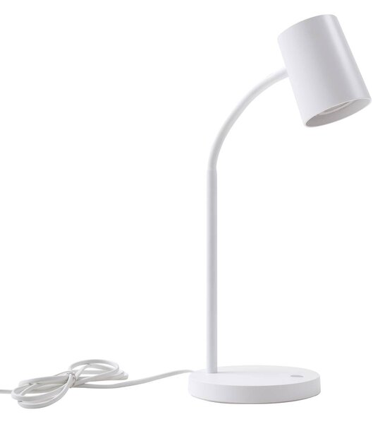 Lampada da tavolo Lindby Radka, bianco, plastica, GU10, braccio flessibile