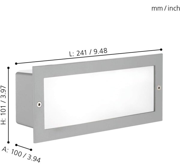 EGLO 88008 - Lampada da incasso per esterni ZIMBA 1xE27/60W argento/bianco IP44