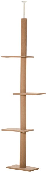 PawHut Tiragraffi per gatti Albero da arrampicata Regolabile in altezza Albero da gioco Marrone chiaro