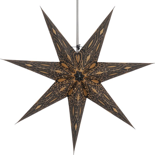 Stella pieghevole di carta illuminata dell'Avvento, stella di Natale 60 cm - Luminea Black, Nero, Stella decorazione finestra
