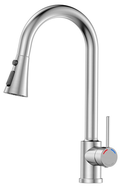 Rubinetto da cucina estraibile con beccuccio girevole a 360° e 3 funzioni