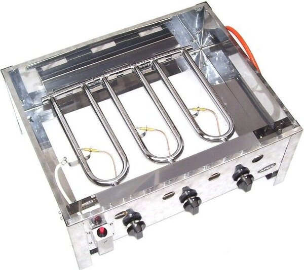 55510 GRIGLIA A GAS IN ACCIAIO INOX 10 kW, 3 fuochi, SET GRIGLIA A GAS, GRIGLIA, BARBECUE, CARRELLO PER GRIGLIATA, PADELLA, SET 1
