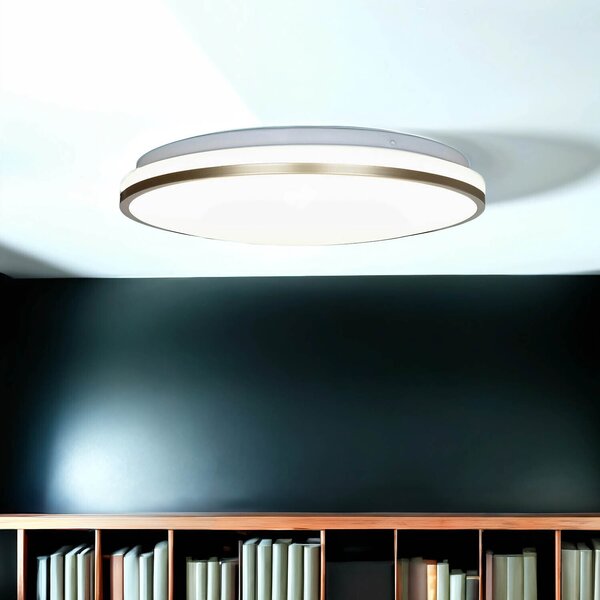 Plafoniera in metallo LED Ø 38 cm in oro bianco rotondo 4000 K bianco neutro 1460 lm Lampada da soffitto