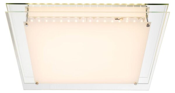 Lampada da soffitto a LED, finitura nichel opaco, vetro trasparente, dimmerabile, lunghezza 50 cm
