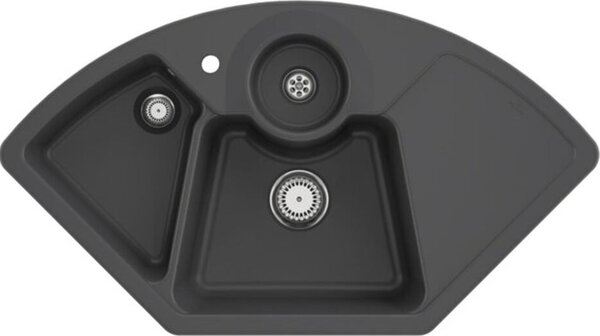 Lavello angolare V&B Solo angolare con scarico, manuale, grafite CeramicPlus