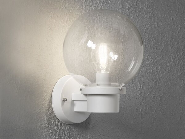 Lampada da esterno a LED con sensore crepuscolare, lampada da parete per esterni, lampada da terrazza, bianca