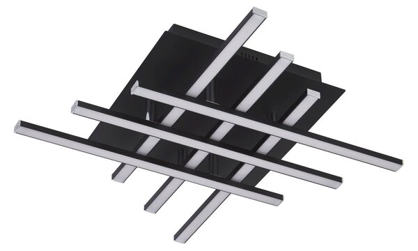 Lampada da soffitto a LED in metallo 3000 K luce bianca calda 1415 lm larghezza 45,5 cm nero cromo opaco moderno