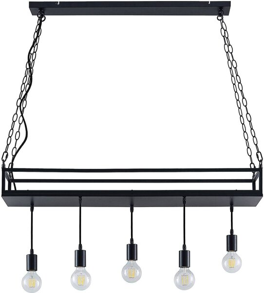 Lindby lampada a sospensione Kirista, 5 sezioni, nero, 100 cm, E27