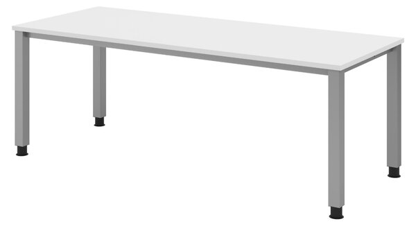 Scrivania bümö Serie Q - Finitura: bianco, struttura: argento, dimensioni: 200 x 80 cm
