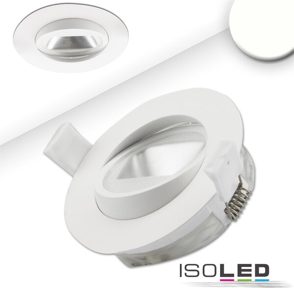 Faretto LED da incasso asimmetrico COB, bianco, 8W, 50°, IP44, rotondo, bianco neutro, dimmerabile