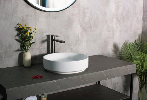 Lavabo da appoggio NT2430 - Fusione minerale opaca - Ø 42 cm, colore:Bianco opaco