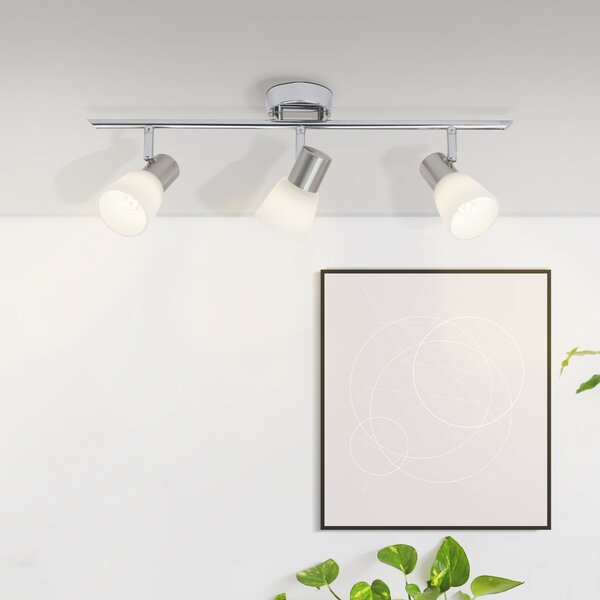 BRILLANTE tubo faretto LED Janna | illuminazione a soffitto senza tempo | 3 fiamme | metallo/vetro | ferro/cromo/bianco | teste orientabili | 3x E14 max 40 W
