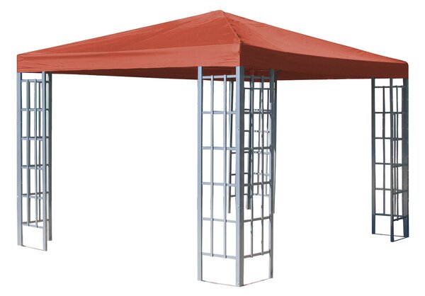 Rank Gazebo 3x3m in metallo per giardino Terra / Rosso arancio RAL 2001