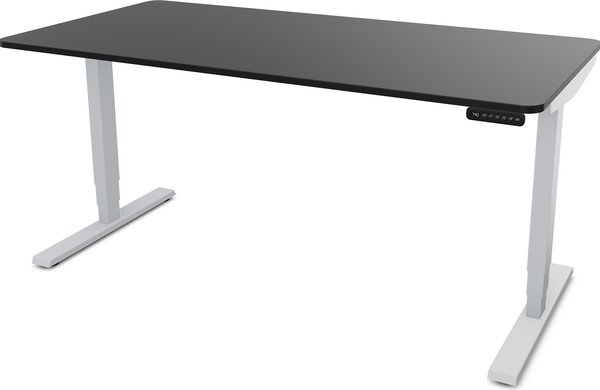 ASSMANN Scrivania regolabile elettricamente in altezza Y-Line Curved Nero Alluminio bianco, 160x70 cm, funzione memoria, doppio motore