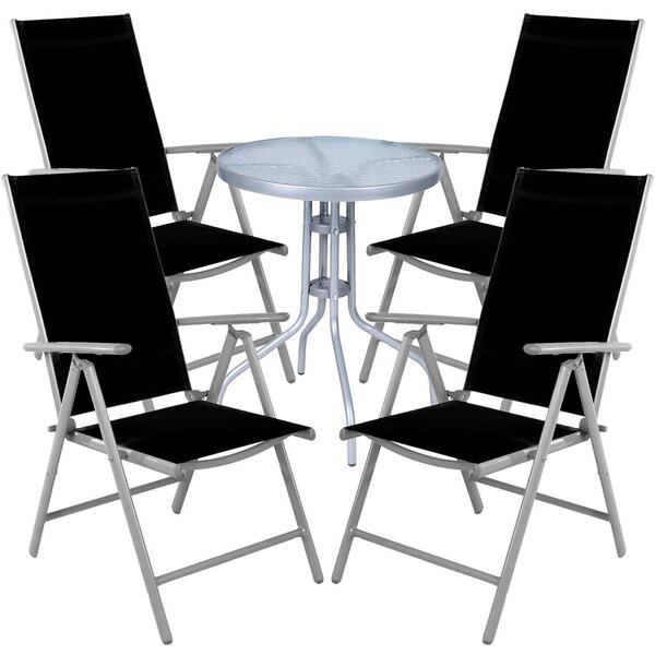 Set da bistrot, 5 pezzi, grigio argento / nero
