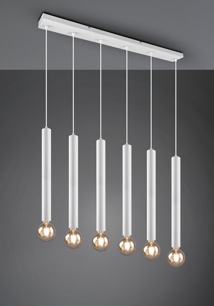 Lampada a sospensione, metallo bianco opaco, regolabile in altezza, H 150 cm