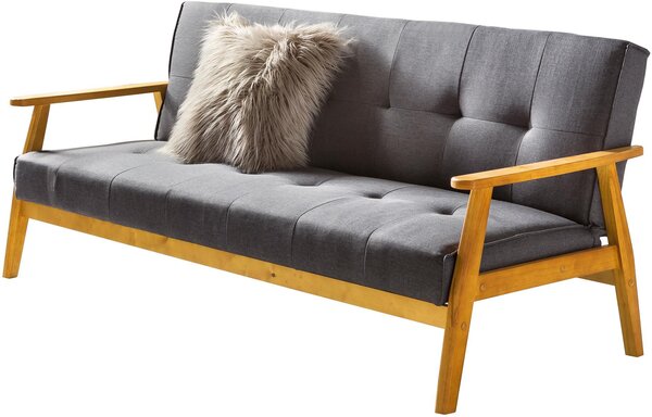 SalesFever divano letto con braccioli | tessuto a 3 funzioni | struttura L 190 x P 85 x H 81 cm | grigio scuro
