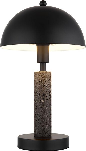Lampada da tavolo a LED, nera, pietra di travertino, H 34 cm