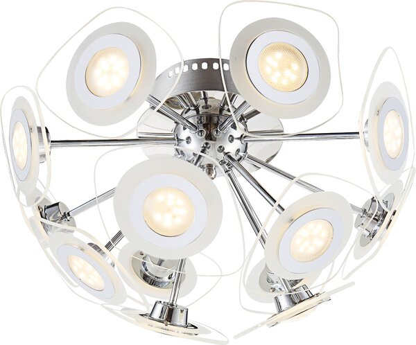 Lampada a sospensione Globo, modello Dl, finitura cromata, 13 luci, codice prodotto 40710-13D