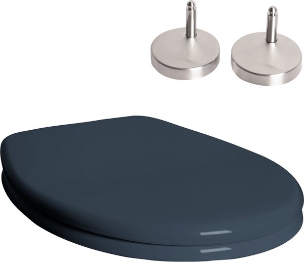 Sedile WC con coperchio in materiale termoplastico e acciaio inossidabile, con chiusura ammortizzata e rilievi antiscivolo. Sedile WC Jet-Line color antracite
